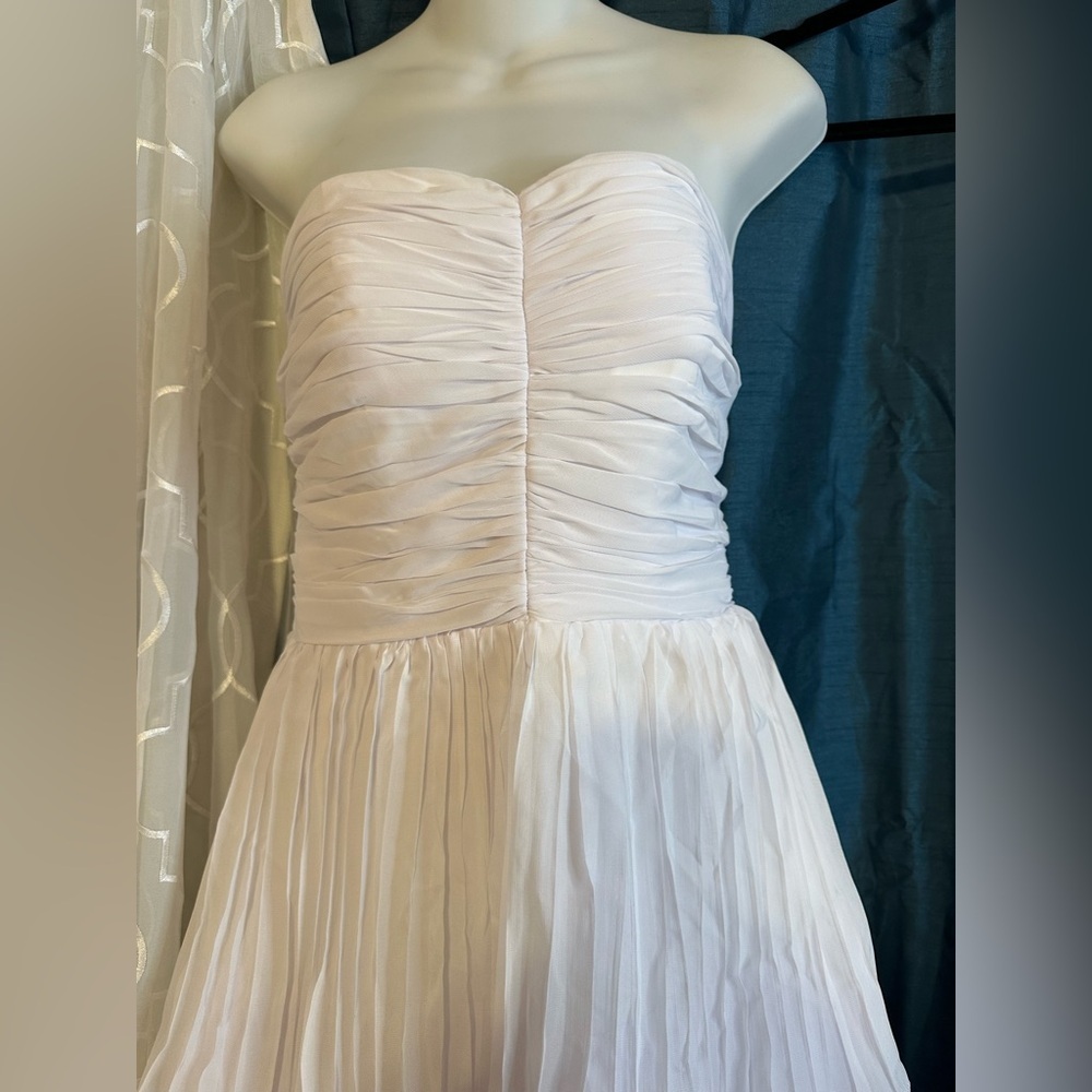 Wedding/Prom Elegant Strapless White Dress with Tiered Layering and Corset Back - Picture 2 of 5